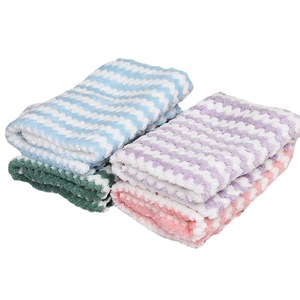 Coral Fleece Dishcloths Stripe Pattern Moisture <b>Absorbent</b> Thickened Cleaning <b>Cloths</b> For Kitchen Pots And Pans - Product Image 5