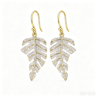 Boucles d'oreilles en zircon avec feuilles dorées pour le quotidien, les rendez-vous, les banquets et les vacances