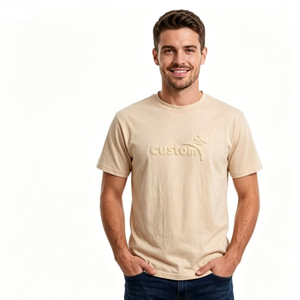 T-shirt pour homme en coton 100% pré-rétréci avec logo floqué personnalisé, décontracté, respirant, à manches courtes, tricoté - Product Image 4