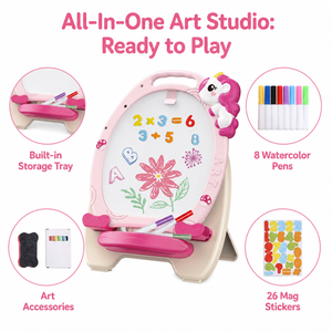 <span class=keywords><strong>Pizarra</strong></span> Magnética de Doble Cara con Diseño de Unicornio Rosa, Ajustable en Altura, para Niños Pequeños, <span class=keywords><strong>Pizarra</strong></span> Blanca, Juguete Educativo STEM - Product Image 4