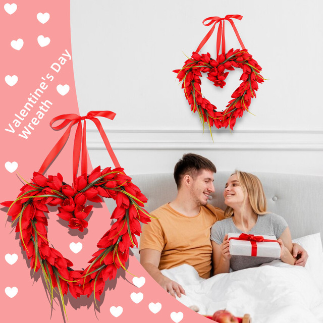 Valentine's Day Tanabata Wreath Tulip Love Heart Shape China Origin Garment Proposal Scene Layout Props Wholesale