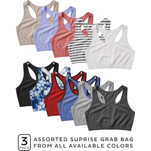 Women's Cotton Spandex Racerback Sports <b>Bra</b> 4 Way <b>Stretch</b> Pullover Comfort Fit Multi Pack Fitness Activewear - Product Image 2