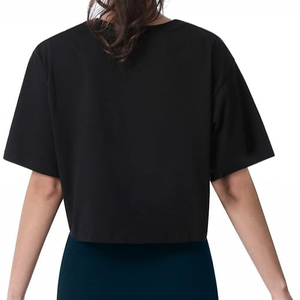 T-shirt court oversize pour femme, couleur unie, coupe ample, manches courtes, style streetwear décontracté - Product Image 5