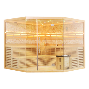 Modern 4-6 Person High Quality Indoor Hemlock Wood Plug <b>Powered</b> Wet Steam Sauna Room Transom Windows 1 Year - Product Image 3