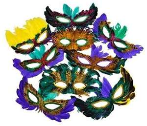 1 دزينة الخيال ريشة أقنعة 12 أنماط متنوعة ، تنكر أقنعة ماردي غرا زي حزب الحسنات - Product Image 5