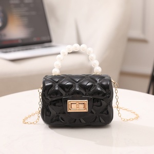 Fashionable Jelly Bag Women's Pearl <b>Small</b> Satchel Portable PVC Lined Mini Sling Crossbody Bag Phone Coin <b>Purse</b> Handbag - Product Image 6