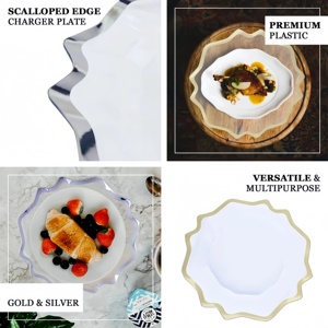 Platos de plástico transparente de 13 pulgadas con diseño de plantas, estilo americano, platos redondos transparentes para la cena con borde dorado - Product Image 5