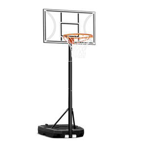 Système de panier de basket portable d'extérieur avec support réglable de 7,5 à 9,2 pieds, panneau de 32 pouces et roues – Équipement de terrain intérieur pour jeunes - Product Image 1