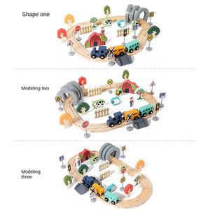 Jouets en bois éducatifs pour enfants, <span class=keywords><strong>train</strong></span> sur rail de simulation sur le thème de la ferme, 42 pièces, assemblage de <span class=keywords><strong>train</strong></span>, ensemble de jouets de chemin de fer - Product Image 2