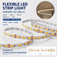 Ruban LED flexible horizontal à double température de couleur réglable, bande lumineuse incurvée 8 mm PCB 15 W/m pour éclairage linéaire personnalisé