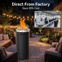 Calentador de Patio a Gas de Lujo, Chimenea Redonda de 23 Pulgadas, Calentador de Columna de Acero a Gas Propano con Protector de Vidrio para Patio, Terraza y Fiestas