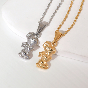 Collar con colgante de Ángel guardián de acero inoxidable, collar de princesa <span class=keywords><strong>Tinkerbell</strong></span> de alto pulido, joyería para niñas - Product Image 2