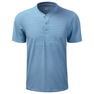 Camisetas de Golf a Rayas Henley para <span class=keywords><strong>Hombre</strong></span>, Elásticas en Cuatro Direcciones, Secado Rápido, Transpirables, de Nailon/Spandex, OEM ODM - Product Image 1
