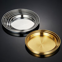 Assiette à dessert et à fruits FLEY de style coréen, minimaliste moderne, en acier inoxydable, dorée, biodégradable, à fond plat et épaissi, pour usage commercial