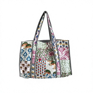 Quilted Patchwork <b>Tote</b> <b>Bag</b> Large Vintage Bohemian Style Shoulder Shopping <b>Bag</b> Textile Material Top Handle Design 100% - Product Image 1