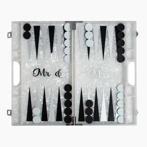 Juegos de Backgammon Lucite acrílico magnético de lujo de 14 "x 8,5" x 2 "con piezas de juego tazas de dados elegante decoración de juego de mesa de café - Product Image 4