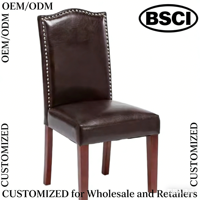 Chaise de salle à manger moderne en velours marron foncé avec garniture cloutée, pieds en bois massif, certifiée BSCI, mobilier de maison OEM/ODM