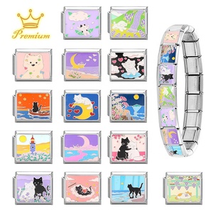 Pulsera Modular Italiana de Acero Inoxidable con Motivos de Mascotas de Dibujos Animados - Módulos Enlazables Personalizables, Creativos y Multifuncionales - Product Image 3