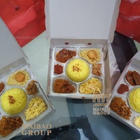 Boîte en papier kraft Biryani Boîte à emporter Poulet frit Salade de fruits Snack Box Pâtes Riz frit Bento Pesanan Nasi Box