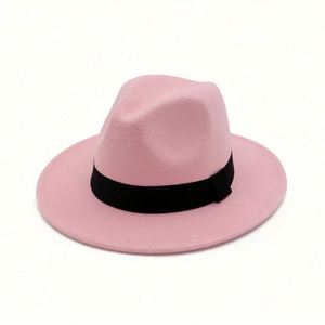 Sombrero Fedora de Ala Ancha para Hombre, Elegante, 100% Fieltro de Lana, con Banda Estampada, Color Negro - Product Image 3