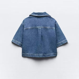 Camicette da donna estate nuova moda <span class=keywords><strong>Jeans</strong></span> corti Vintage a maniche corte camicie femminili top Chic - Product Image 2