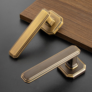 Gagang pintu kamar mandi kuningan perunggu Prancis tahan air kunci privasi Interior tahan lama untuk toilet apartemen Hotel - Product Image 4