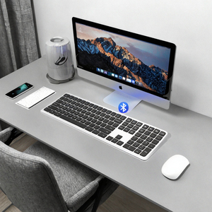 Teclado inalámbrico ergonómico de tamaño completo de modo dual, teclado <span class=keywords><strong>Bluetooth</strong></span> recargable de diseño curvo con teclado numérico para escritorio - Product Image 2