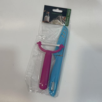 Outils de cuisine à domicile en gros 2 pièces/ensemble couteau et éplucheur de poche en plastique Durable de haute qualité pour la préparation des fruits couteau de coupe