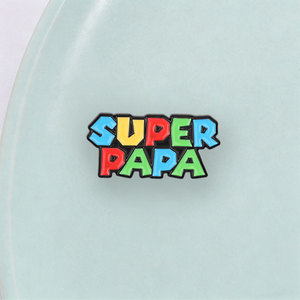 Pin Esmaltado Personalizado Super Papá, Insignia Metálica con Letras Coloridas, Regalo Creativo para el Día del Padre, Pin de Solapa para Papá, Joyería - Product Image 3
