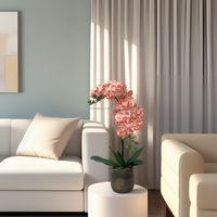 Nouvelle orchidée Phalaenopsis réaliste en soie de 55 cm, style européen, rose saumon, en pot, pour Noël, Halloween, la rentrée scolaire, décoration de la maison
