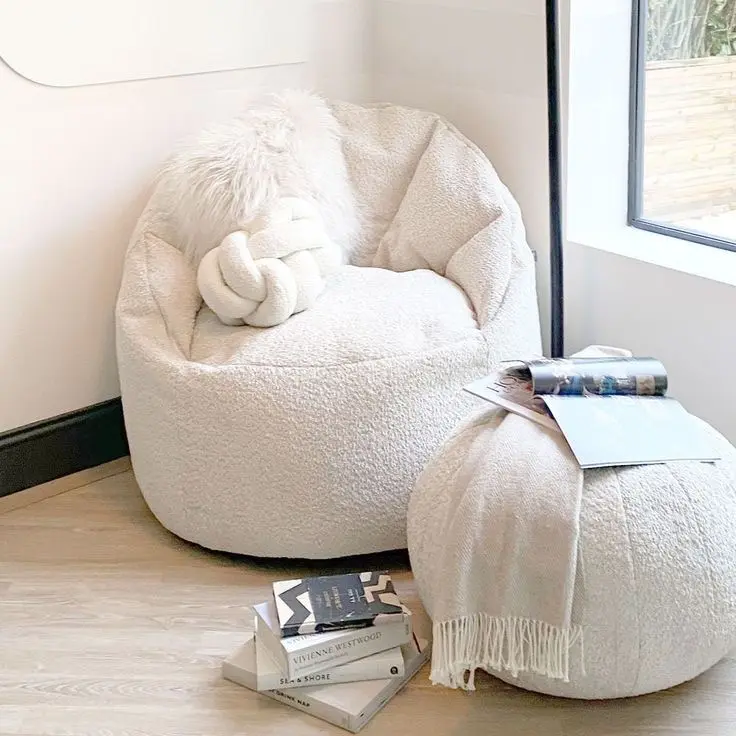 Nouvelle tendance moderne Simple velours minimaliste confort loisirs tissu pouf inclinable salon salon chaise