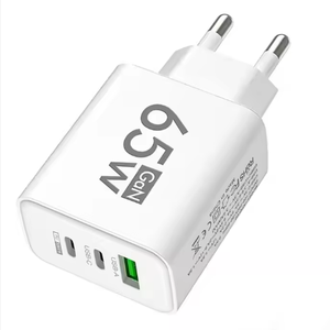 Ue US Plug Scrubbed Box 1USB + 2PD Cargador de teléfono móvil 65W Adaptador de corriente 5v2a Cabezal de carga rápida Puertos múltiples PD Tipo <span class=keywords><strong>C</strong></span> Cargador - Product Image 2