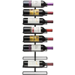 Estante para vino de hierro forjado montado en la pared, resistente al óxido, color negro, para almacenamiento en bares, cocinas y fiestas, capacidad para 7 botellas - Product Image 1