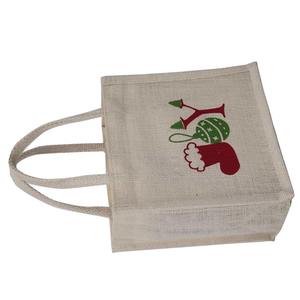 Petit sac en jute avec poignées ondulées, idéal pour les fêtes de Noël, les anniversaires et le transport de cadeaux - Prix comparatif - Product Image 5
