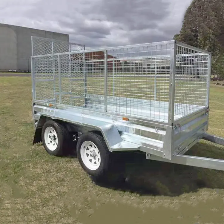 8X5 Tandem Dual Axle Box Trailer Galvanized Car Trailer with 600/900mm Cage