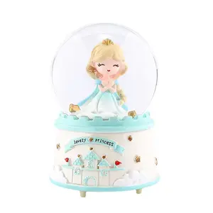 New creative gift automatic snow colorful lights crystal ball music box princess castle girl heart children's holiday gift