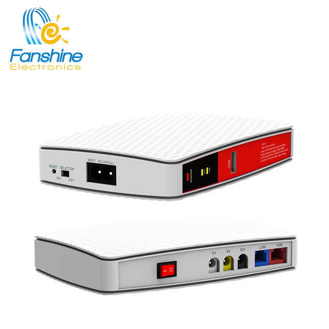 Hot Selling Fanshine FSP3-2 New Design MINI DC UPS 18W Battery 10400mah with POE LANS Portable Router UPS