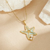 Collar de Estrella de Mar con Incrustaciones de Perlas Elegante de la Serie Océano para Mujer, Delicioso Regalo de Verano, Joyería con Temática Marina al por Mayor TGXL14856