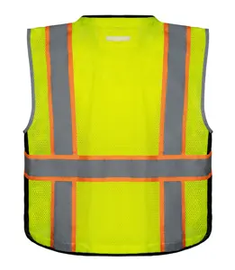 ANSI/ISEA Two-Tone Reflective Hi Viz Zipper Multi-Pocket Chaleco Reflectante Mesh Safety Vest