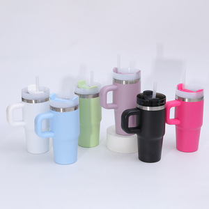 Stainless Steel Insulated Tumbler 14oz 20oz With Handle Straw Travel Mug - Product Image 3