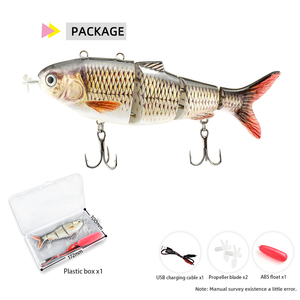 <span class=keywords><strong>Leurre</strong></span> de pêche électronique Swinbait à lumière LED rechargeable par USB Appât de glisse robotique à hélice à 4 joints Appât de pêche dur en ABS - Product Image 6