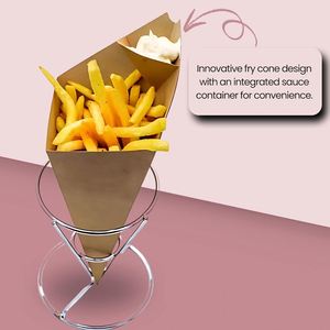 Caja de Cartón Triangular/Cuadrada para Crepas y Papas Fritas, Personalizada, con Laminado Mate, Grabado en Relieve, Reciclable y Desechable - Product Image 3