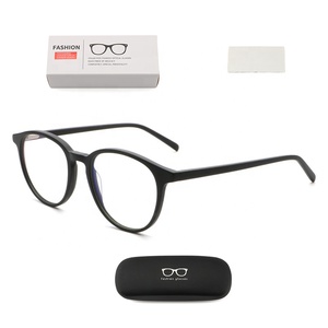 Drop Shipping Unisex Retro Round Frame Eyeglasses Acetate Blue Light Blocking <strong>Glasses</strong> With Spring Temple - Product Image 2