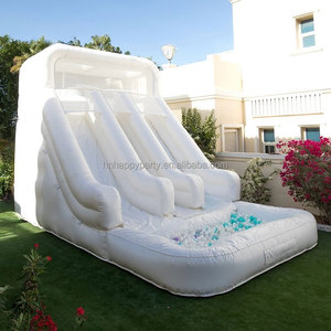 Tobogán de agua inflable blanco Tobogán de agua de doble carril Inflable 18 pies <span class=keywords><strong>Castillo</strong></span> Con Tobogan Inflable para piscina - Product Image 3