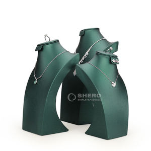 Green Plastic Jewelry Display Stand Set - Elegant <b>Necklace</b> & Earrings Portrait Prop - Product Image 1