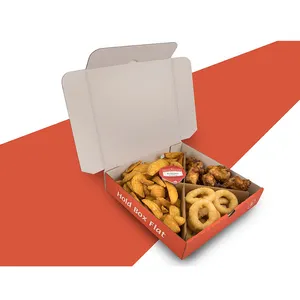 Papel de cartón kraft ecológico para llevar, caja de cartón de 7, 14, 16 y 20 pulgadas, para pizza, patatas fritas, pollo, patatas fritas, Hamburguesa con mango