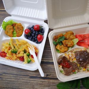 Boîte à hamburger en bagasse de canne à sucre 100% compostable de 6 pouces, sans PFAS, conteneur alimentaire jetable en forme de coquille - Product Image 3