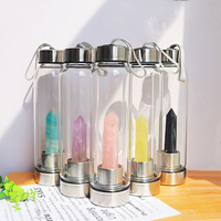 Bouteille d'eau en cristal de quartz faite à la main Sinyore, infusée de pierres précieuses, tendance mode, bouteille en cristal personnalisée