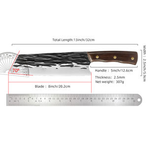 Couteau de <span class=keywords><strong>chef</strong></span> japonais Kiritsuke de 8 pouces en acier au carbone forgé à la main pour la coupe de la viande et le dépeçage - Product Image 6