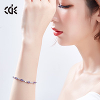 Bracelet en argent sterling 925 avec perles et pierres précieuses, vente en gros, pierres naturelles, zircon, plaqué rhodium, réglable, pour mariage, fête, cadeau